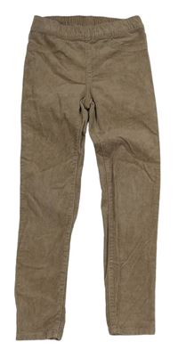 Hnědé manšestrové elastické kalhoty H&M