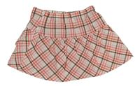 Bílo-růžovo-černá kostkovaná lehká sukně Benetton