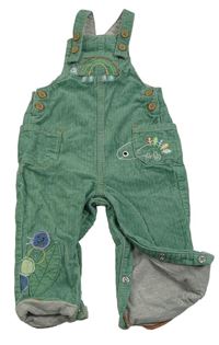 Zelené manšestrové podšité laclové kalhoty s chameleonem zn. Mothercare