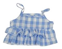 Světlemodro-bílý kostkovaný vrstvený crop top Shein