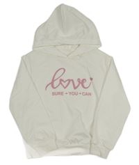 Bílá mikina s nápisem a kapucí Shein