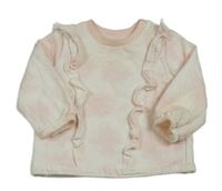 Růžovo-bílá batikovaná mikina s volánky F&F