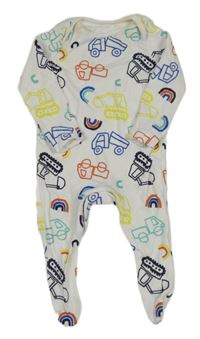 Bílý overal se stavebními stroji F&F