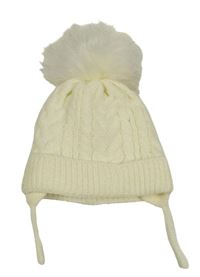 Smetanová pletená čepice s bambulí Primark
