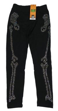 Nové - Černé legíny s kostmi z kamínků George