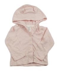 Růžová melírovaná bavlněná propínací mikina s kapucí s oušky Carter's