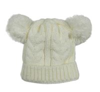 Smetanová pletená čepice s bambulemi F&F