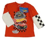 Nové - Červeno-bílé triko s auty - Hot Wheels Matalan