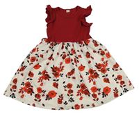 Červeno-bílé šaty s růžemi Shein