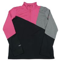 Černo-šedo-fuchsiová sportovní funkční mikina McKinley