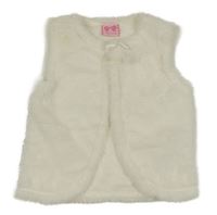 Smetanová kožešinová vesta s mašlí