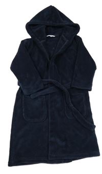 Tmavomodrý chlupatý župan s kapucí M&S