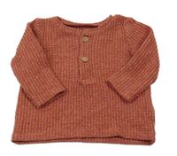 Červené melírované žebrované úpletové triko s knoflíky Next