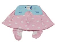 Nové - Růžová pletená sukně se srdíčky a všitými punčocháči