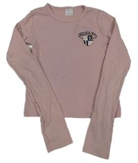 Růžové crop triko s výšivkou Zara