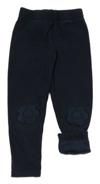 Tmavomodré zateplené legíny s květy Nutmeg