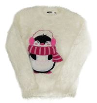 Smetanový chlupatý svetr s tučňákem Pep&Co