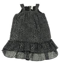 Tmavošedá šifonová šatová tunika s leopardím vzorem C&A