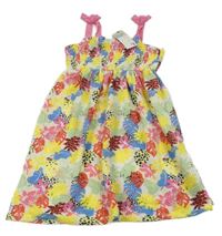 Nové - Bílo-barevné žebrované šaty s listy Primark