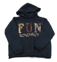 Tmavomodrá mikina s nápisem s flitry a kapucí Zara