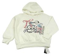 Nové - Smetanová mikina s labutí a kapucí Dunnes