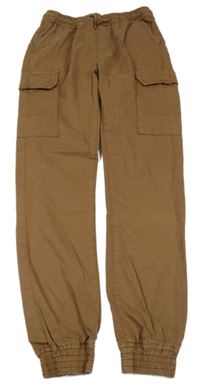 Hnědé plátěné cargo cuff kalhoty Fish&Chips