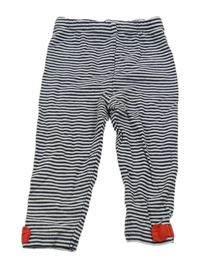 Tmavomodro-bílé pruhované legíny s mašlemi