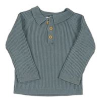 Modrošedý žebrovaný polo svetr F&F