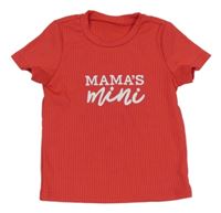 Jahodové žebrované tričko s nápisem