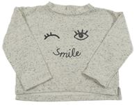 Šedá melírovaná mikina s očima Mango