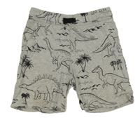 Šedé melírované bavlněné kraťasy s dinosaury a palmami H&M