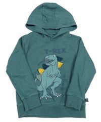 Zelená mikina s dinosaurem a kapucí