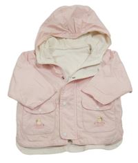 Světlerůžová jarní bunda s kapsami a kapucí 
