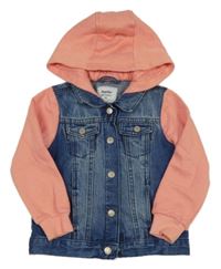 Modrá riflová bunda s růžovými teplákovými rukávy a kapucí Lupilu