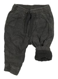 Tmavošedé podšité cuff manšestráky H&M