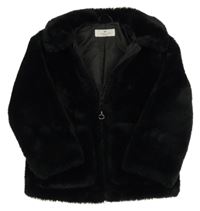 Černá kožešinová podšitá bunda s límcem H&M