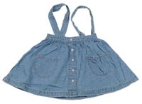 Modrá riflová sukně s kapsami a kšandami M&Co.