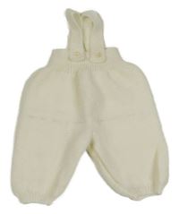 Bílé pletené tepláky s kšandami 