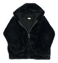 Černá kožešinová podšitá bunda s kapucí F&F