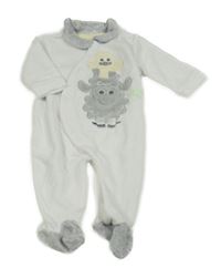 Bílo-šedý sametový overal s ovečkou Ergee