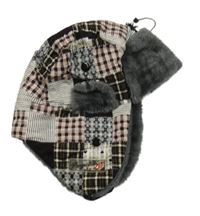 Nové - Bílo-hnědá zateplená manšestrová beranice s kožešinou 