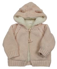 Světlerůžový zateplený propínací svetr s kapucí Bluezoo