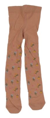 Starorůžové květované punčocháče 