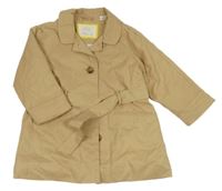 Béžový plátěný jarní kabát s páskem Zara