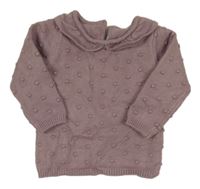 Pudrově fialový svetr s 3D puntíky a límečkem George