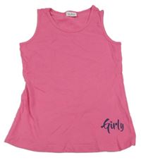 Růžový top s nápisem 