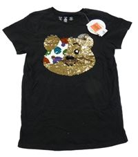 Nové - černé tričko s Pudsey z flitrů George