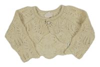 Smetanovo-zlaté perforované propínací svetrové bolerko H&M