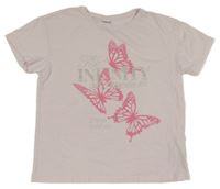 Světlerůžové tričko s motýlky Page one young