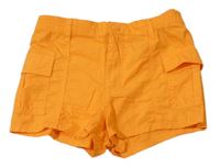 Neonově oranžové plátěné kraťasy s kapsami H&M